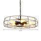 Round Caged Restaurant Ceiling Pendant Industrial Iron 5-Bulb 19"/21.5" W Black Chandelier Lamp Clearhalo 'Cast Iron' 'Ceiling Lights' 'Chandeliers' 'Industrial Chandeliers' 'Industrial' 'Metal' 'Middle Century Chandeliers' 'Rustic Chandeliers' 'Tiffany' Lighting' 1969068