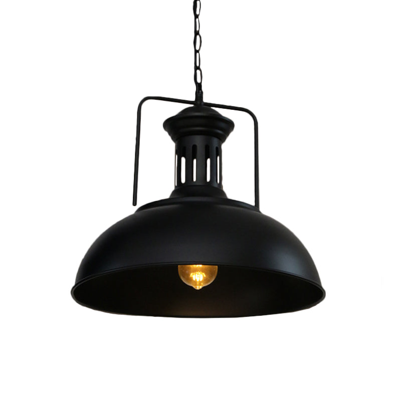 1-Light Bowl/Cage/Barn Pendant Lamp Industrial-Style Black Iron Suspension Lighting for Restaurant Clearhalo 'Art Deco Pendants' 'Black' 'Cast Iron' 'Ceiling Lights' 'Ceramic' 'Crystal' 'Industrial Pendants' 'Industrial' 'Metal' 'Middle Century Pendants' 'Pendant Lights' 'Pendants' 'Rustic Pendants' 'Tiffany' Lighting' 1969151