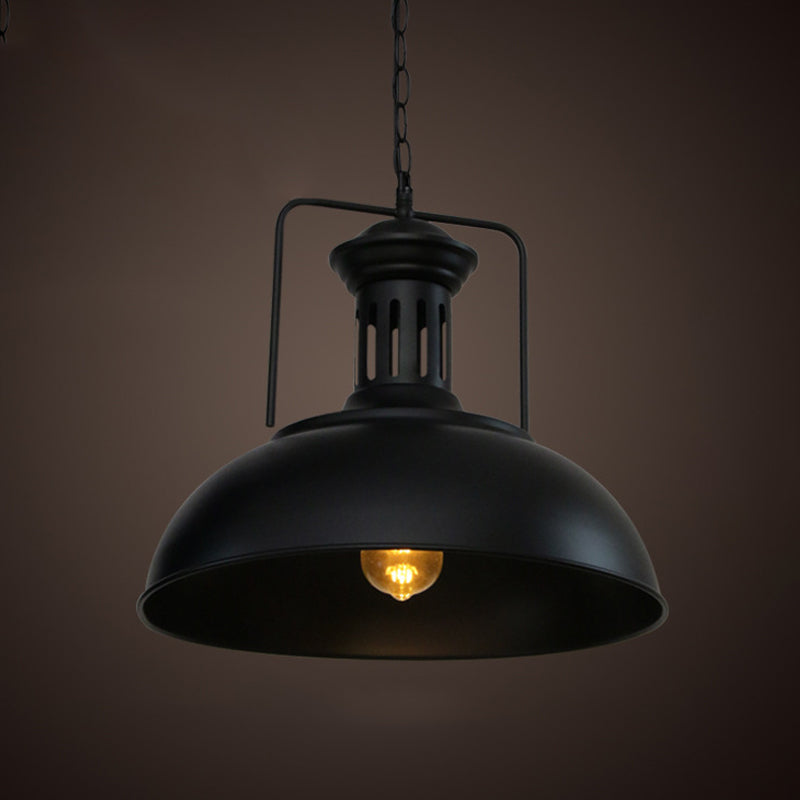 1-Light Bowl/Cage/Barn Pendant Lamp Industrial-Style Black Iron Suspension Lighting for Restaurant Clearhalo 'Art Deco Pendants' 'Black' 'Cast Iron' 'Ceiling Lights' 'Ceramic' 'Crystal' 'Industrial Pendants' 'Industrial' 'Metal' 'Middle Century Pendants' 'Pendant Lights' 'Pendants' 'Rustic Pendants' 'Tiffany' Lighting' 1969152