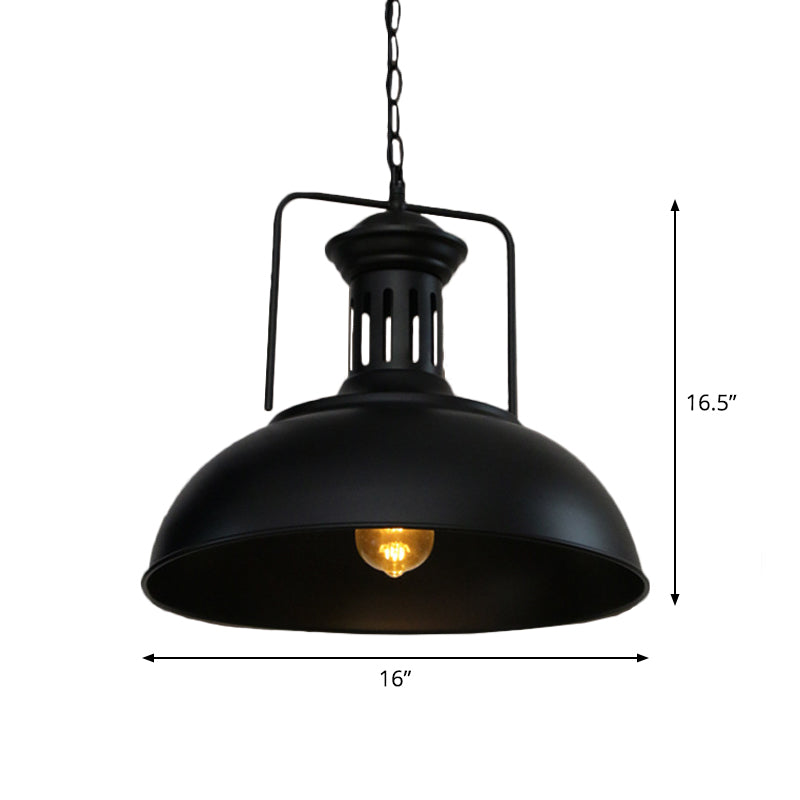 1-Light Bowl/Cage/Barn Pendant Lamp Industrial-Style Black Iron Suspension Lighting for Restaurant Clearhalo 'Art Deco Pendants' 'Black' 'Cast Iron' 'Ceiling Lights' 'Ceramic' 'Crystal' 'Industrial Pendants' 'Industrial' 'Metal' 'Middle Century Pendants' 'Pendant Lights' 'Pendants' 'Rustic Pendants' 'Tiffany' Lighting' 1969153