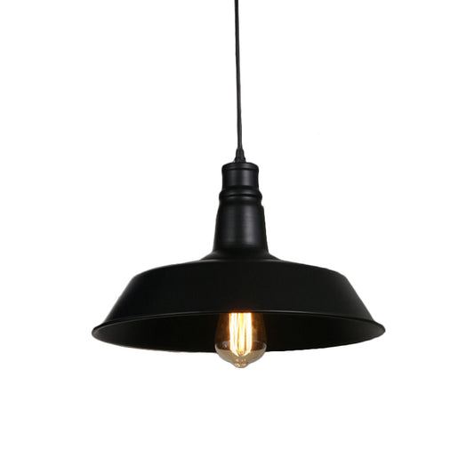 1-Light Bowl/Cage/Barn Pendant Lamp Industrial-Style Black Iron Suspension Lighting for Restaurant Black A Clearhalo 'Art Deco Pendants' 'Black' 'Cast Iron' 'Ceiling Lights' 'Ceramic' 'Crystal' 'Industrial Pendants' 'Industrial' 'Metal' 'Middle Century Pendants' 'Pendant Lights' 'Pendants' 'Rustic Pendants' 'Tiffany' Lighting' 1969158