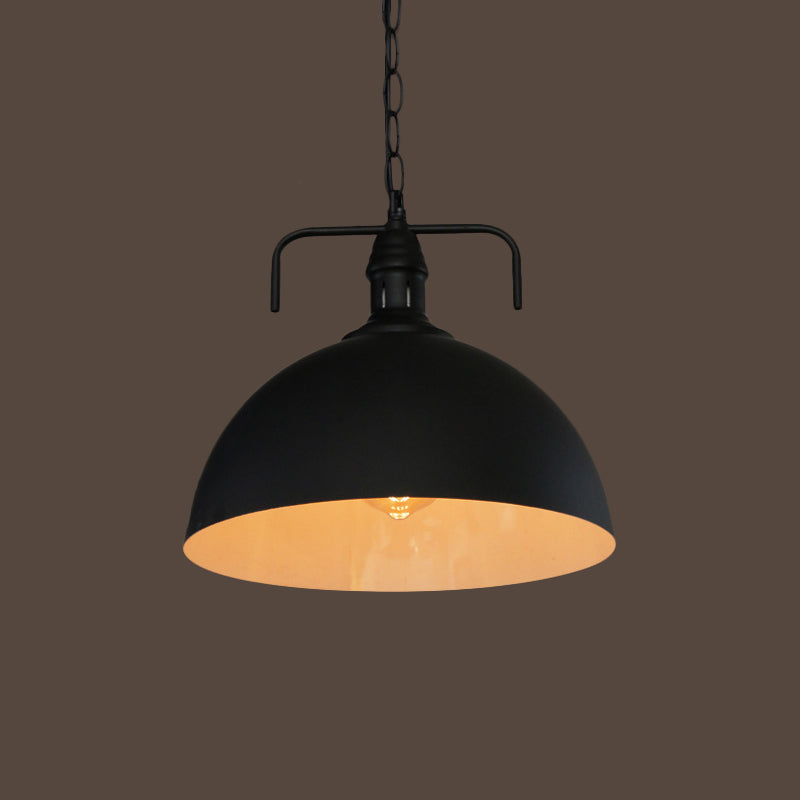 1-Light Bowl/Cage/Barn Pendant Lamp Industrial-Style Black Iron Suspension Lighting for Restaurant Clearhalo 'Art Deco Pendants' 'Black' 'Cast Iron' 'Ceiling Lights' 'Ceramic' 'Crystal' 'Industrial Pendants' 'Industrial' 'Metal' 'Middle Century Pendants' 'Pendant Lights' 'Pendants' 'Rustic Pendants' 'Tiffany' Lighting' 1969165