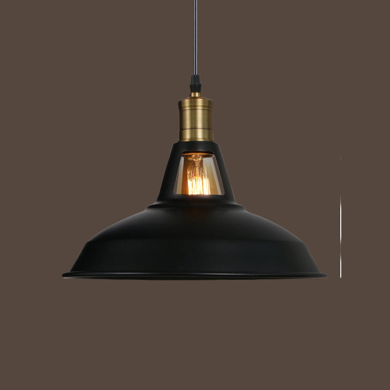 1-Light Bowl/Cage/Barn Pendant Lamp Industrial-Style Black Iron Suspension Lighting for Restaurant Clearhalo 'Art Deco Pendants' 'Black' 'Cast Iron' 'Ceiling Lights' 'Ceramic' 'Crystal' 'Industrial Pendants' 'Industrial' 'Metal' 'Middle Century Pendants' 'Pendant Lights' 'Pendants' 'Rustic Pendants' 'Tiffany' Lighting' 1969171