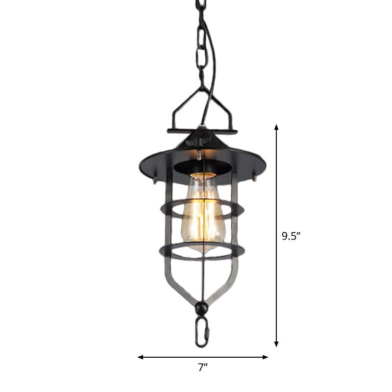 1-Light Bowl/Cage/Barn Pendant Lamp Industrial-Style Black Iron Suspension Lighting for Restaurant Clearhalo 'Art Deco Pendants' 'Black' 'Cast Iron' 'Ceiling Lights' 'Ceramic' 'Crystal' 'Industrial Pendants' 'Industrial' 'Metal' 'Middle Century Pendants' 'Pendant Lights' 'Pendants' 'Rustic Pendants' 'Tiffany' Lighting' 1969175