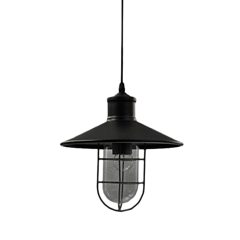 Saucer Dining Room Pendulum Light Rustic Iron 1 Bulb 10.5"/14" Wide Black Pendant Lamp with Extra 2-Shade Guard Clearhalo 'Art Deco Pendants' 'Black' 'Cast Iron' 'Ceiling Lights' 'Ceramic' 'Crystal' 'Industrial Pendants' 'Industrial' 'Metal' 'Middle Century Pendants' 'Pendant Lights' 'Pendants' 'Rustic Pendants' 'Tiffany' Lighting' 1969179