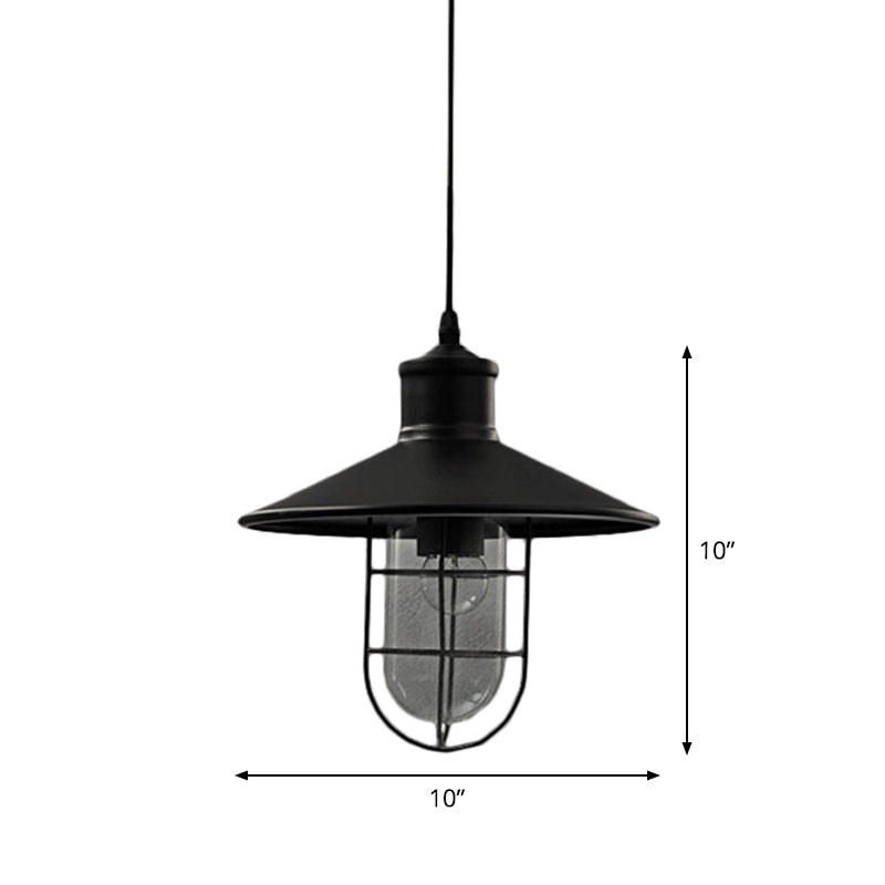 Saucer Dining Room Pendulum Light Rustic Iron 1 Bulb 10.5"/14" Wide Black Pendant Lamp with Extra 2-Shade Guard Clearhalo 'Art Deco Pendants' 'Black' 'Cast Iron' 'Ceiling Lights' 'Ceramic' 'Crystal' 'Industrial Pendants' 'Industrial' 'Metal' 'Middle Century Pendants' 'Pendant Lights' 'Pendants' 'Rustic Pendants' 'Tiffany' Lighting' 1969181