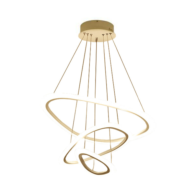 Dining Room LED Pendant Light Minimalist White Chandelier with 2/3-Tier Triangle/Round Acrylic Shade Clearhalo 'Ceiling Lights' 'Chandeliers' 'Modern Chandeliers' 'Modern' Lighting' 1969256