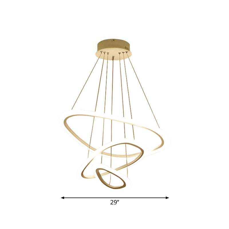 Dining Room LED Pendant Light Minimalist White Chandelier with 2/3-Tier Triangle/Round Acrylic Shade Clearhalo 'Ceiling Lights' 'Chandeliers' 'Modern Chandeliers' 'Modern' Lighting' 1969257