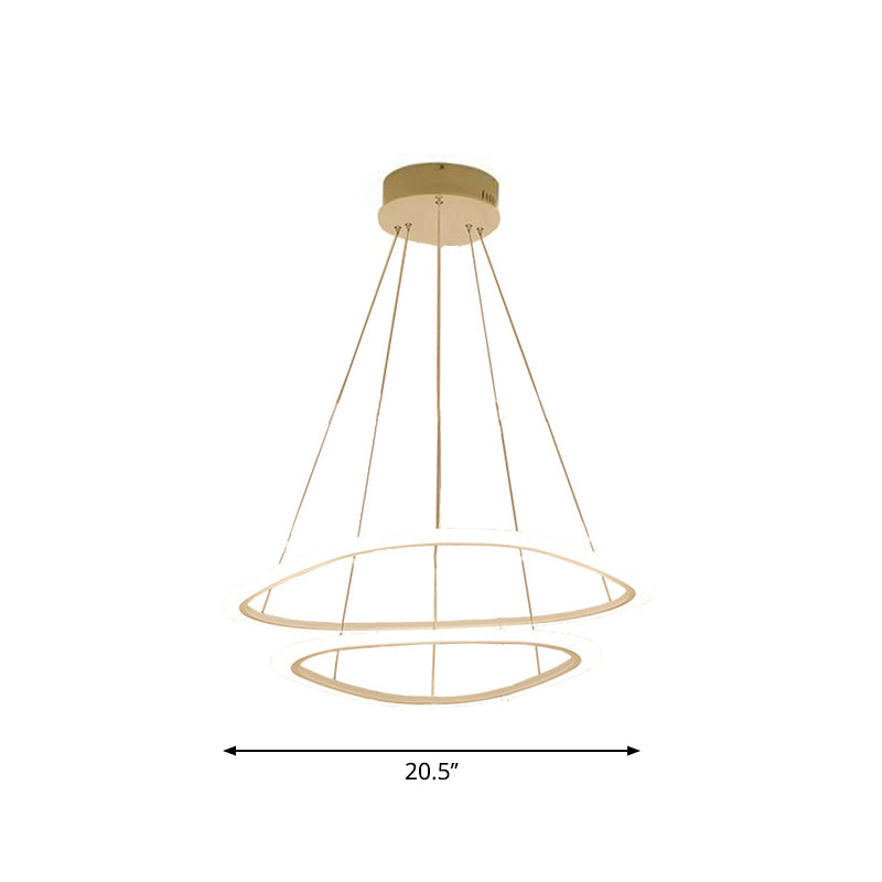 Dining Room LED Pendant Light Minimalist White Chandelier with 2/3-Tier Triangle/Round Acrylic Shade Clearhalo 'Ceiling Lights' 'Chandeliers' 'Modern Chandeliers' 'Modern' Lighting' 1969261