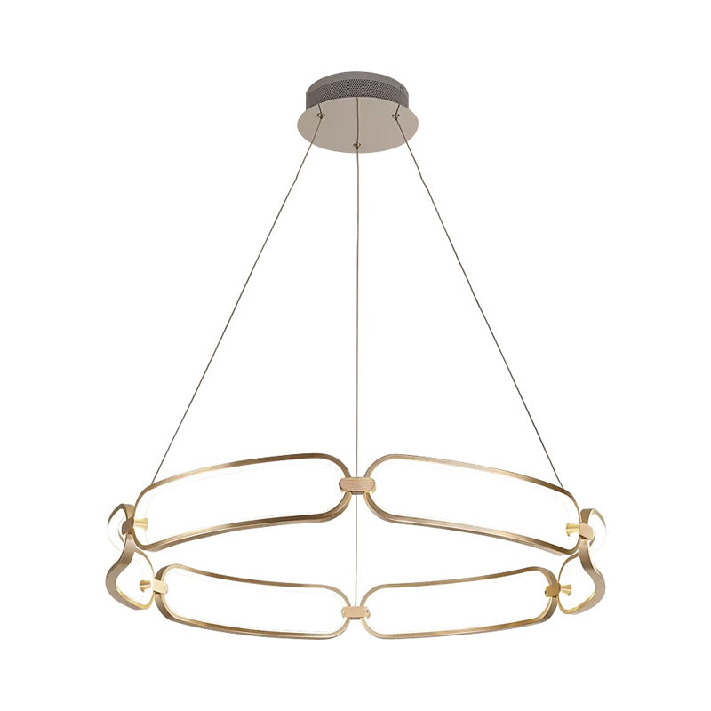 1/2-Tiered Wristlet Shaped Chandelier Simple Stylish Metal Gold LED Hanging Pendant Light, Small/Large Clearhalo 'Ceiling Lights' 'Chandeliers' 'Modern Chandeliers' 'Modern' Lighting' 1969299