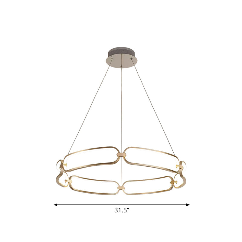 1/2-Tiered Wristlet Shaped Chandelier Simple Stylish Metal Gold LED Hanging Pendant Light, Small/Large Clearhalo 'Ceiling Lights' 'Chandeliers' 'Modern Chandeliers' 'Modern' Lighting' 1969300