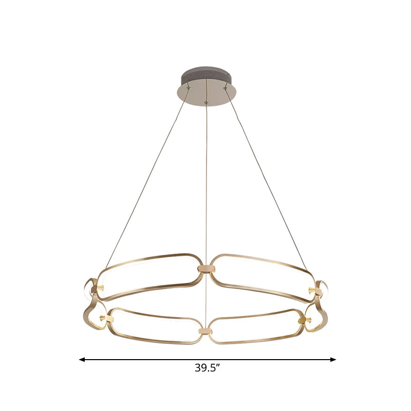 1/2-Tiered Wristlet Shaped Chandelier Simple Stylish Metal Gold LED Hanging Pendant Light, Small/Large Clearhalo 'Ceiling Lights' 'Chandeliers' 'Modern Chandeliers' 'Modern' Lighting' 1969301