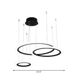 Contemporary LED Hanging Light Kit Black 3/4 Tiered Halo Ring Chandelier with Acrylic Shade Clearhalo 'Ceiling Lights' 'Chandeliers' 'Modern Chandeliers' 'Modern' Lighting' 1969316