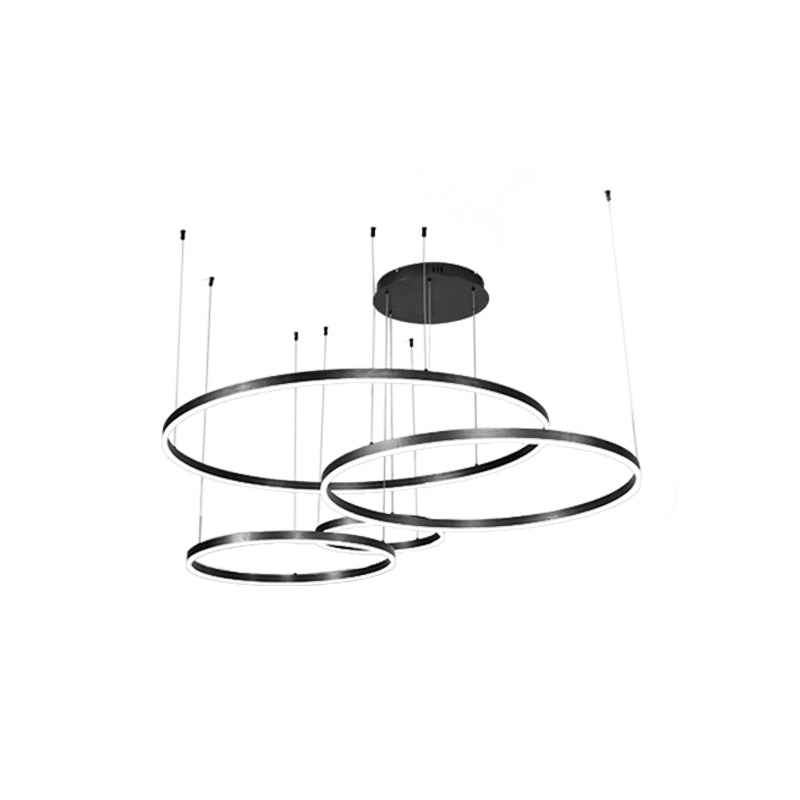Metal Bubble Ring Chandelier Novelty Minimalist 4-Light LED Suspension Light in Black/Gold/Coffee Clearhalo 'Ceiling Lights' 'Chandeliers' 'Modern Chandeliers' 'Modern' Lighting' 1969326