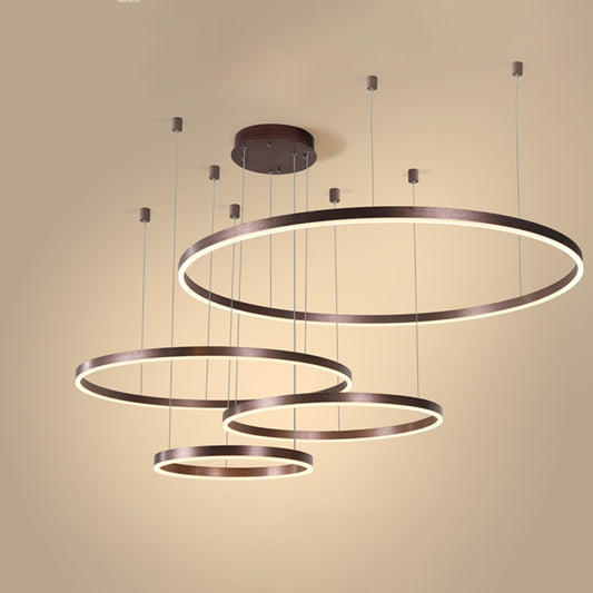 Metal Bubble Ring Chandelier Novelty Minimalist 4-Light LED Suspension Light in Black/Gold/Coffee Clearhalo 'Ceiling Lights' 'Chandeliers' 'Modern Chandeliers' 'Modern' Lighting' 1969330