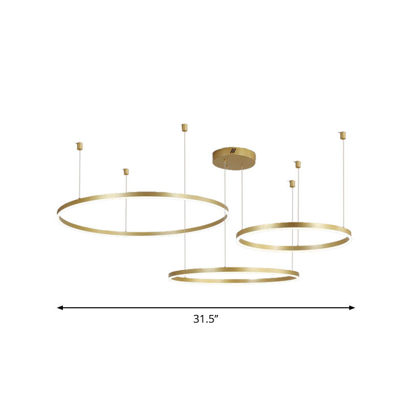 3/4/5 Tiered Hoop Metal Chandelier Postmodern Style Gold LED Hanging ...
