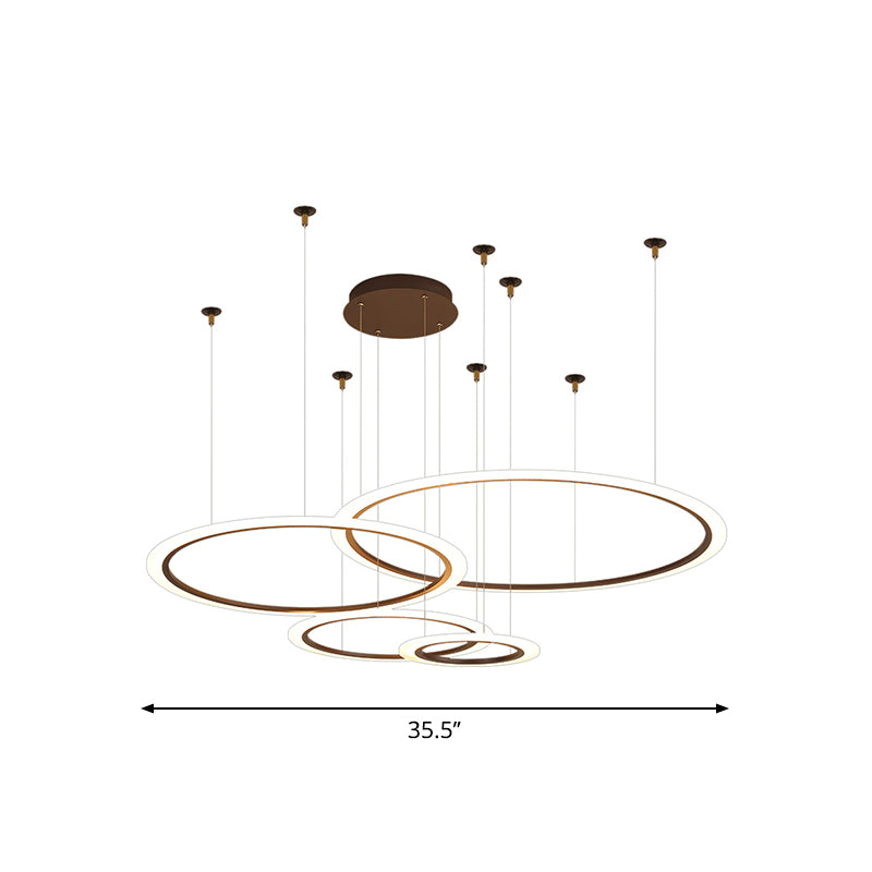 Small/Large 3/4 Tiers Ceiling Pendant Lamp Creative Modern Acrylic Coffee LED Chandelier Light Fixture Clearhalo 'Ceiling Lights' 'Chandeliers' 'Modern Chandeliers' 'Modern' Lighting' 1969347