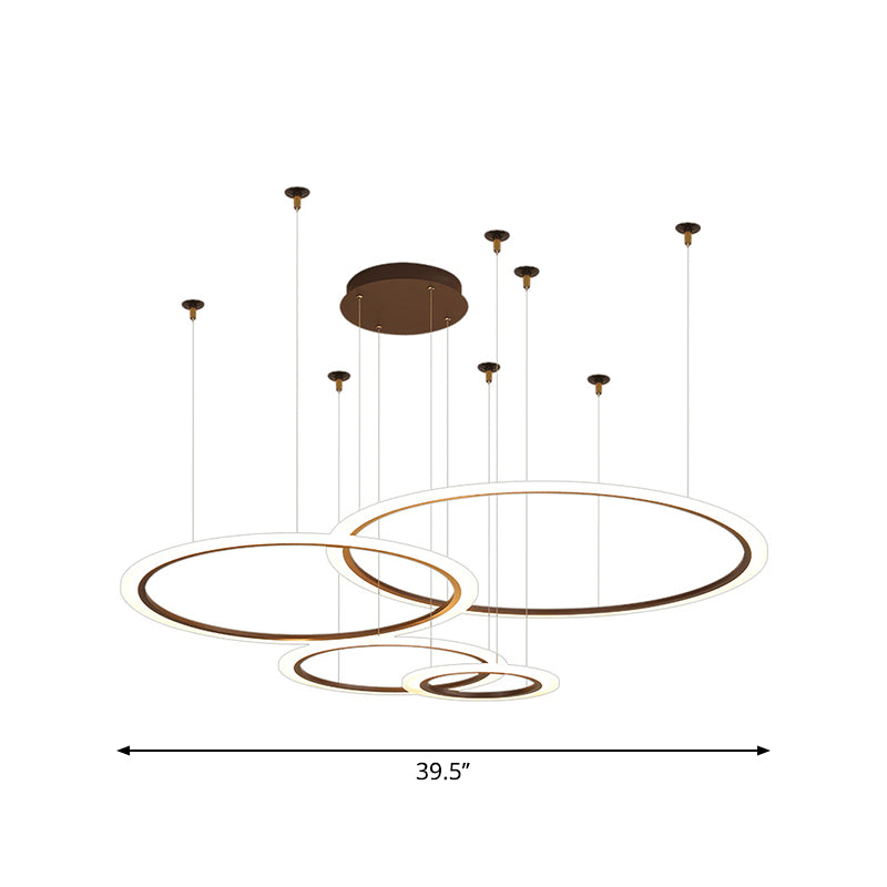 Small/Large 3/4 Tiers Ceiling Pendant Lamp Creative Modern Acrylic Coffee LED Chandelier Light Fixture Clearhalo 'Ceiling Lights' 'Chandeliers' 'Modern Chandeliers' 'Modern' Lighting' 1969348