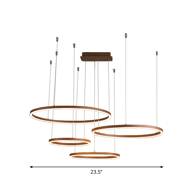 3/4/5-Tier Circular Restaurant Chandelier Acrylic Minimalist LED Ceiling Pendant Light in Brown Clearhalo 'Ceiling Lights' 'Chandeliers' 'Modern Chandeliers' 'Modern' Lighting' 1969363