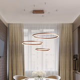 3/4/5-Tier Circular Restaurant Chandelier Acrylic Minimalist LED Ceiling Pendant Light in Brown Brown 3 Tiers Clearhalo 'Ceiling Lights' 'Chandeliers' 'Modern Chandeliers' 'Modern' Lighting' 1969364