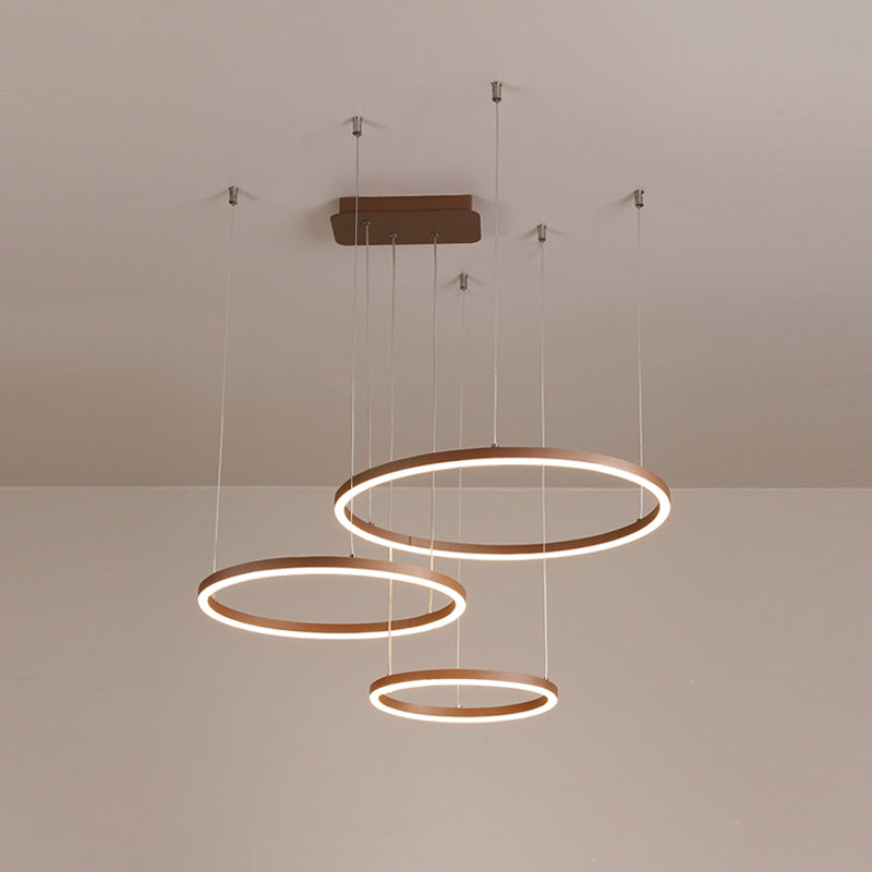 3/4/5-Tier Circular Restaurant Chandelier Acrylic Minimalist LED Ceiling Pendant Light in Brown Clearhalo 'Ceiling Lights' 'Chandeliers' 'Modern Chandeliers' 'Modern' Lighting' 1969366