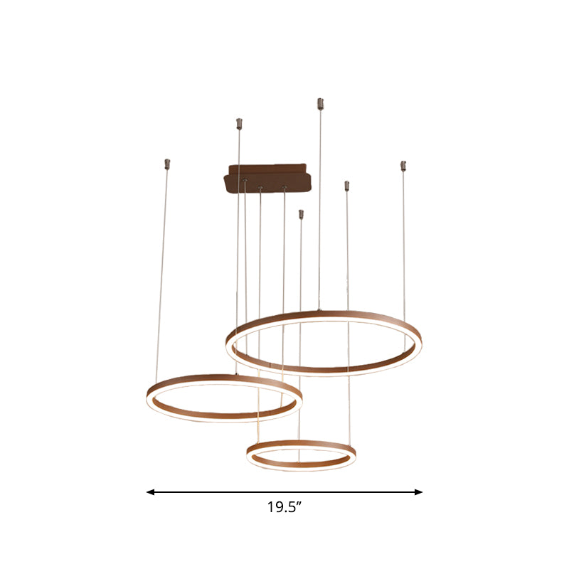 3/4/5-Tier Circular Restaurant Chandelier Acrylic Minimalist LED Ceiling Pendant Light in Brown Clearhalo 'Ceiling Lights' 'Chandeliers' 'Modern Chandeliers' 'Modern' Lighting' 1969368