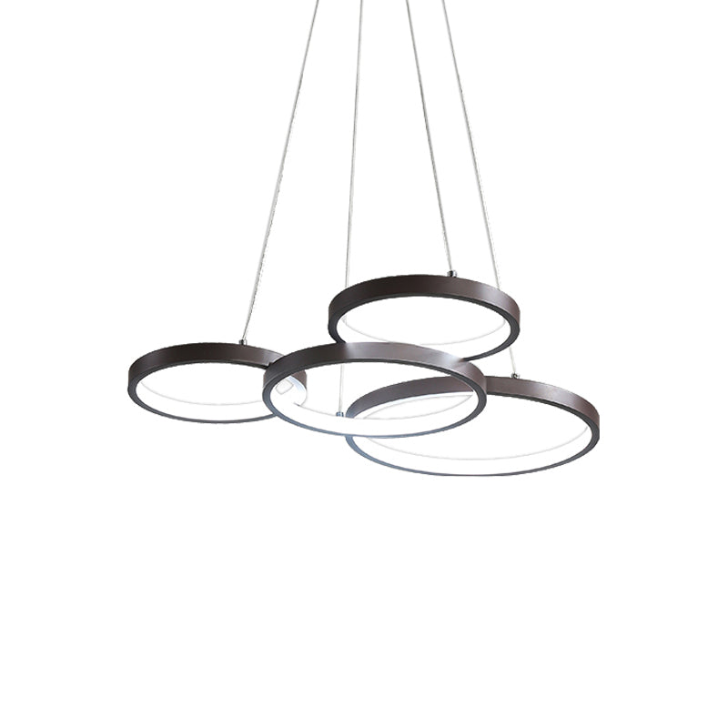 Modernist LED Chandelier Pendant Brown 3/4/5 Tiers Halo Ring Hanging Lamp with Acrylic Shade Clearhalo 'Ceiling Lights' 'Chandeliers' 'Modern Chandeliers' 'Modern' Lighting' 1969372