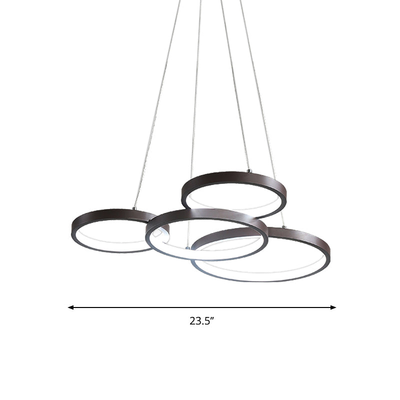 Modernist LED Chandelier Pendant Brown 3/4/5 Tiers Halo Ring Hanging Lamp with Acrylic Shade Clearhalo 'Ceiling Lights' 'Chandeliers' 'Modern Chandeliers' 'Modern' Lighting' 1969373