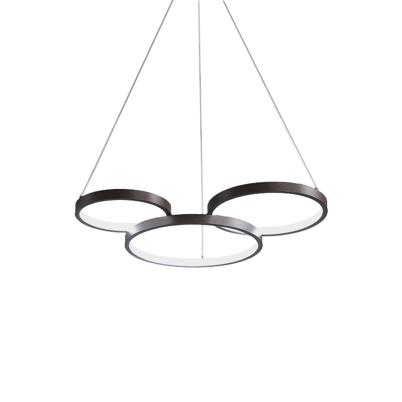 Modernist LED Chandelier Pendant Brown 3/4/5 Tiers Halo Ring Hanging Lamp with Acrylic Shade Clearhalo 'Ceiling Lights' 'Chandeliers' 'Modern Chandeliers' 'Modern' Lighting' 1969381