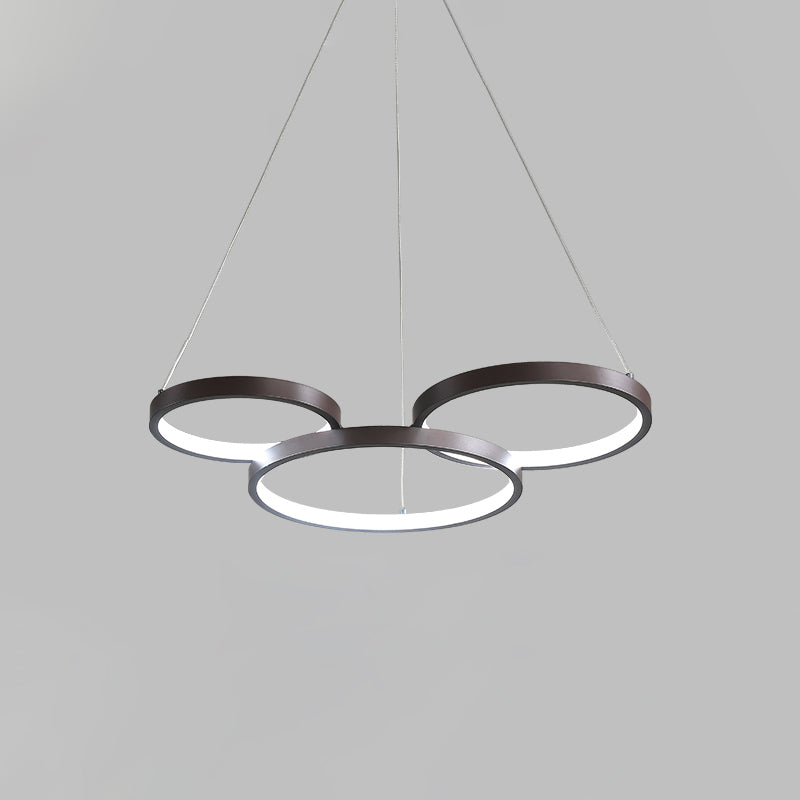 Modernist LED Chandelier Pendant Brown 3/4/5 Tiers Halo Ring Hanging Lamp with Acrylic Shade Clearhalo 'Ceiling Lights' 'Chandeliers' 'Modern Chandeliers' 'Modern' Lighting' 1969382