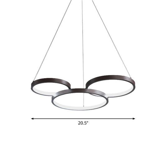Modernist LED Chandelier Pendant Brown 3/4/5 Tiers Halo Ring Hanging Lamp with Acrylic Shade Clearhalo 'Ceiling Lights' 'Chandeliers' 'Modern Chandeliers' 'Modern' Lighting' 1969383