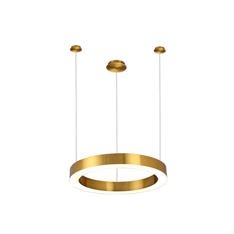 Polished Gold Ring LED Pendant Lighting Simple Stainless Steel Small/Large Chandelier Lamp Clearhalo 'Ceiling Lights' 'Chandeliers' 'Modern Chandeliers' 'Modern' Lighting' 1969385