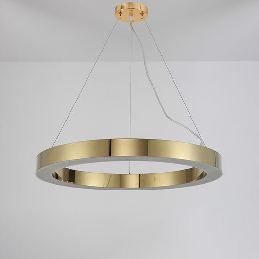 Polished Gold Ring LED Pendant Lighting Simple Stainless Steel Small/Large Chandelier Lamp Clearhalo 'Ceiling Lights' 'Chandeliers' 'Modern Chandeliers' 'Modern' Lighting' 1969389