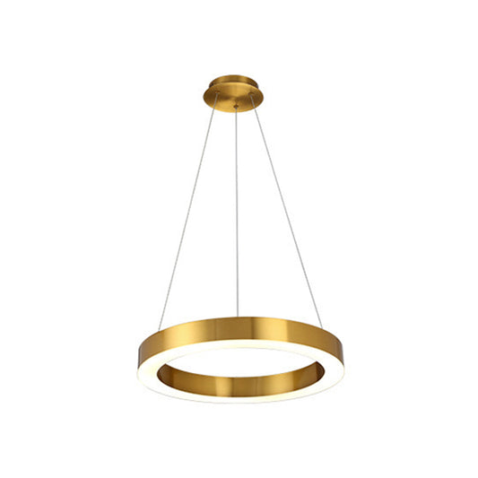 Polished Gold Ring LED Pendant Lighting Simple Stainless Steel Small/Large Chandelier Lamp Clearhalo 'Ceiling Lights' 'Chandeliers' 'Modern Chandeliers' 'Modern' Lighting' 1969391