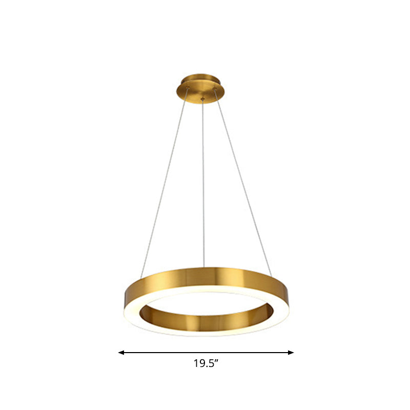 Polished Gold Ring LED Pendant Lighting Simple Stainless Steel Small/Large Chandelier Lamp Clearhalo 'Ceiling Lights' 'Chandeliers' 'Modern Chandeliers' 'Modern' Lighting' 1969392