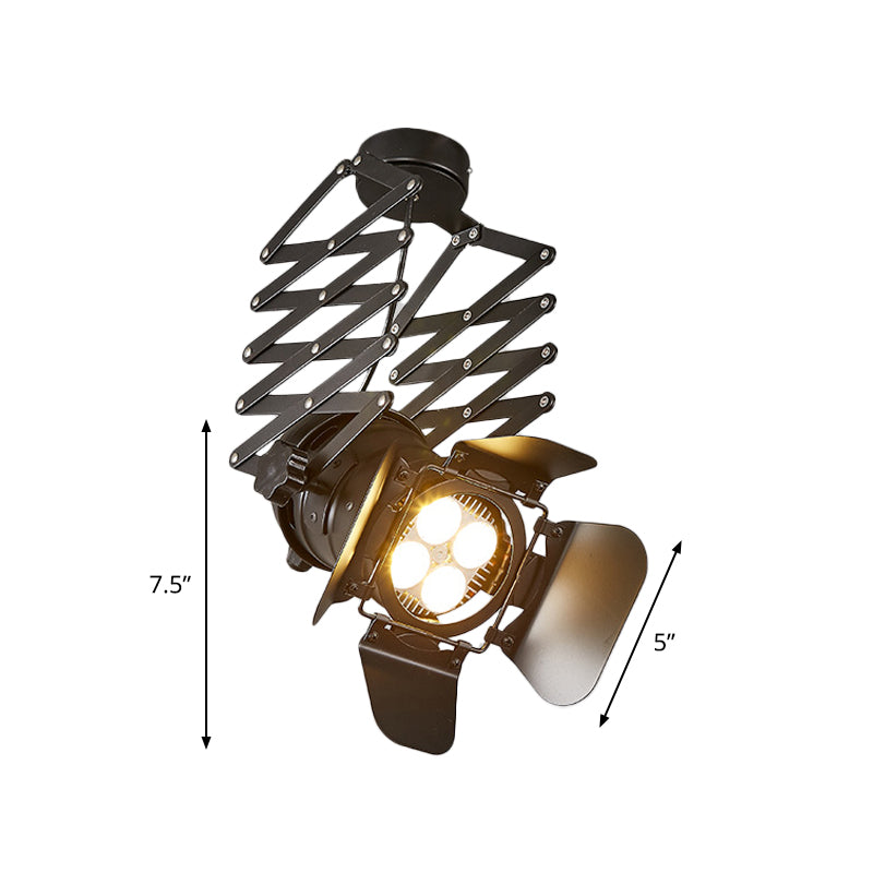 Torch Flush Mount��Spotlight��Modern��Metallic 1-Bulb Black Semi Flush Mounted Light with Extendable/Adjustable Arm Clearhalo 'Ceiling Lights' 'Close To Ceiling Lights' 'Close to ceiling' 'Semi-flushmount' Lighting' 1969594