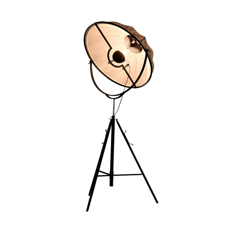 Hat Shaped Tripod Floor Lamp Art Deco Cast Iron 1-Head Living Room Standing Floor Light in Black/Grey Clearhalo 'Floor Lamps' 'Lamps' Lighting' 1969601