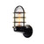 Loft Capsule Wall Lamp Fixture Single Transparent Glass Sconce Light with Wire Cage in Pink/Blue/Rust Black Clearhalo 'Art deco wall lights' 'Cast Iron' 'Glass' 'Industrial wall lights' 'Industrial' 'Middle century wall lights' 'Modern' 'Rustic wall lights' 'Tiffany' 'Traditional wall lights' 'Wall Lamps & Sconces' 'Wall Lights' Lighting' 1969647