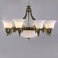 Ivory Glass Bowl/Bell Ceiling Hang Lamp Vintage 11 Lights Bedroom Chandelier Lighting Clearhalo 'Ceiling Lights' 'Chandeliers' Lighting' options 1969711