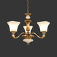 White Glass Pagoda Up Chandelier Traditional 3/6-Head Bedroom Hanging Pendant Light in Brass Clearhalo 'Ceiling Lights' 'Chandeliers' Lighting' options 1969754