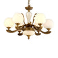 Traditional Bud Shaped Hanging Lamp 3/6 Lights Frosted White Glass Chandelier in Brass Clearhalo 'Ceiling Lights' 'Chandeliers' Lighting' options 1969756