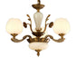 Traditional Bud Shaped Hanging Lamp 3/6 Lights Frosted White Glass Chandelier in Brass Clearhalo 'Ceiling Lights' 'Chandeliers' Lighting' options 1969761
