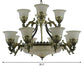 Bronze Bell Up Chandelier Light Traditional Opaline Glass 15 Bulbs Dining Room Pendant Light Clearhalo 'Ceiling Lights' 'Chandeliers' Lighting' options 1969789