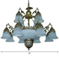 2-Tier Bell Yellow Glass Down Chandelier Farmhouse 15 Heads Dining Room Ceiling Pendant in Brass Clearhalo 'Ceiling Lights' 'Chandeliers' Lighting' options 1969808