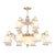 15-Head Suspension Pendant Light Traditional 2-Tier Bud Shaped Milk Glass Chandelier in White White Clearhalo 'Ceiling Lights' 'Chandeliers' Lighting' options 1969812_55d71b61-ebee-4c34-a9a5-f099c03d03a2