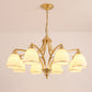 6/8 Lights Chandelier Retro Cylinder/Bell Clear Crystal/White Glass Hanging Pendant in Black/Gold for Living Room 8 Gold White Clearhalo 'Ceiling Lights' 'Chandeliers' Lighting' options 1969826_77595cfb-ebe9-4e7e-891a-a79aa3fb9c4b