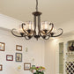 Cylinder Living Room Chandelier Vintage Clear Crystal 6/8 Heads Black/Gold Pendant Lighting with Scroll Arm Clearhalo 'Ceiling Lights' 'Chandeliers' Lighting' options 1969849
