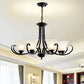Opal Frosted Glass Black Chandelier Floral 3/8/9-Light Farmhouse Ceiling Pendant Lamp with Scrolling Arm 8 Black Clearhalo 'Ceiling Lights' 'Chandeliers' Lighting' options 1969856_0b3184d7-4bcd-4c9b-ad03-256b11fb9f6e