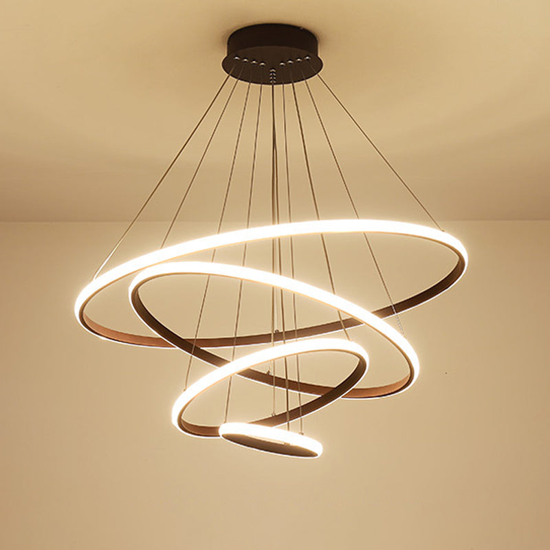 3/4-Tier Pendant Chandelier Minimalist Acrylic Living Room LED Hanging Ceiling Light in White/Coffee Clearhalo 'Ceiling Lights' 'Chandeliers' 'Modern Chandeliers' 'Modern' Lighting' 1969871