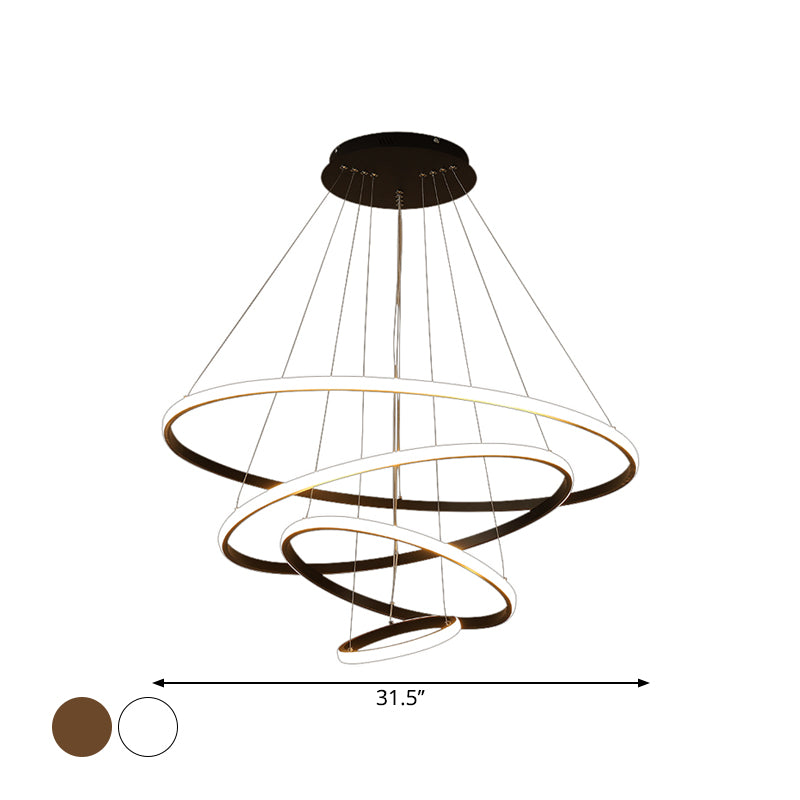 3/4-Tier Pendant Chandelier Minimalist Acrylic Living Room LED Hanging Ceiling Light in White/Coffee Clearhalo 'Ceiling Lights' 'Chandeliers' 'Modern Chandeliers' 'Modern' Lighting' 1969873